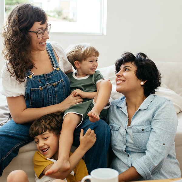 A family group sitting together